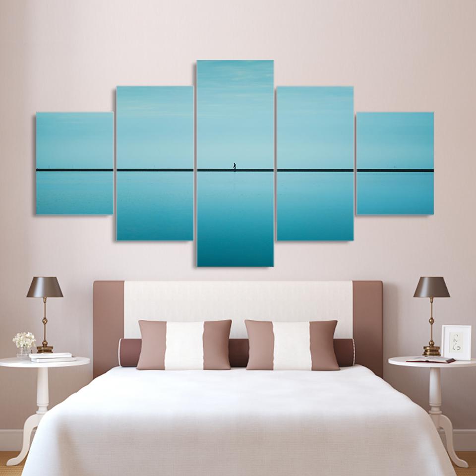 Horizon In Sea People Silhouette – Nature Canvas Wall Art