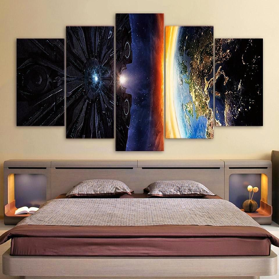 Horizon Planets Space Aircraft – Space Universe Canvas Wall Art