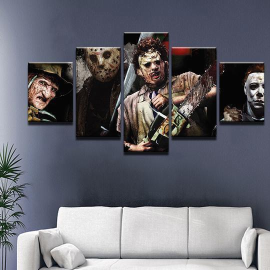 Horror Movie Characters Freddie Jason Michael Myers Movie – Canvas Wall Art