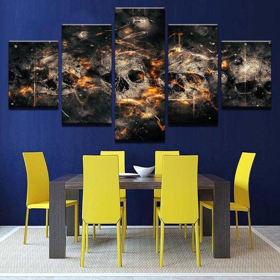 Horror Skull Gothic Skulls – Abstract Canvas Wall Art