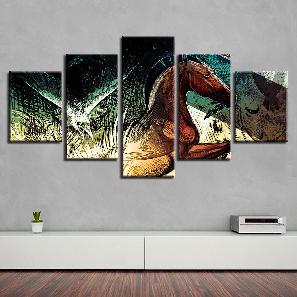 Horse And Eagle Green Eye – Animal Canvas Wall Art