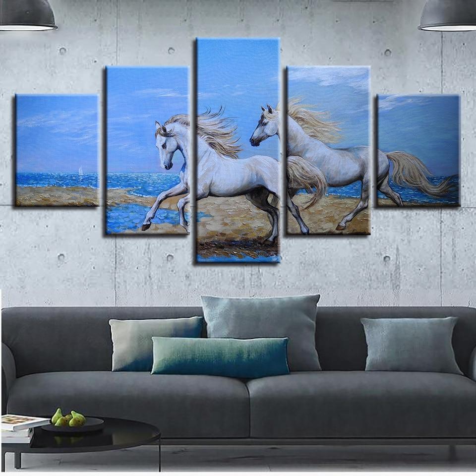 Horse Couple Running – Animal Canvas Wall Art