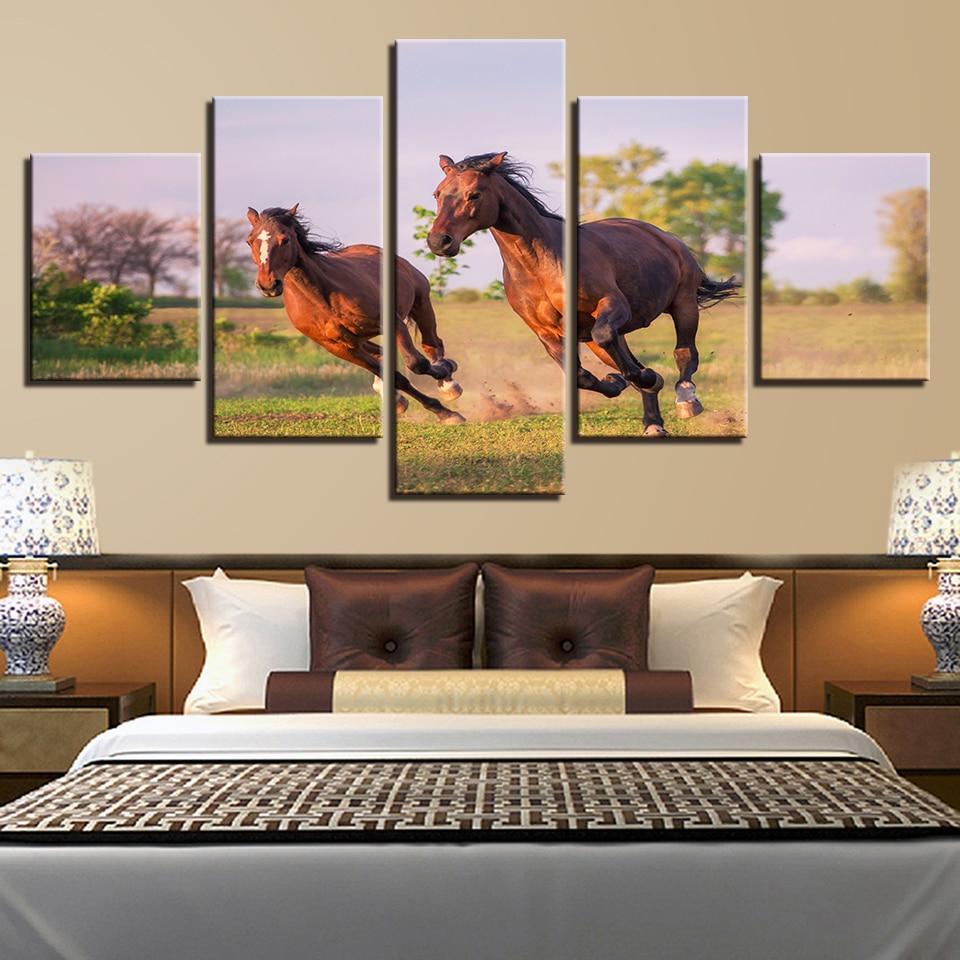 Horse Couples Running – Animal Canvas Wall Art