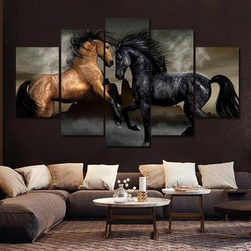 Horse Fight – Animal Canvas Wall Art