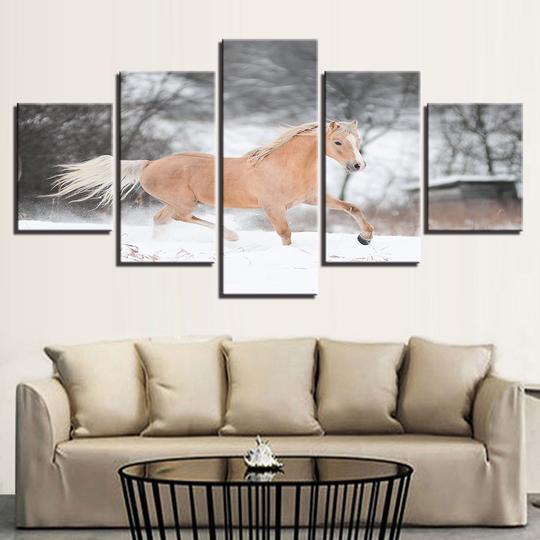 Horse Galloping Through A Snowy Field – Aniaml Canvas Wall Art
