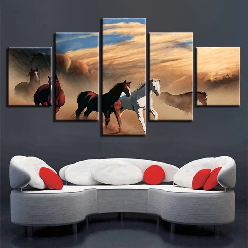 Horse Group Running 1 – Animal Canvas Wall Art