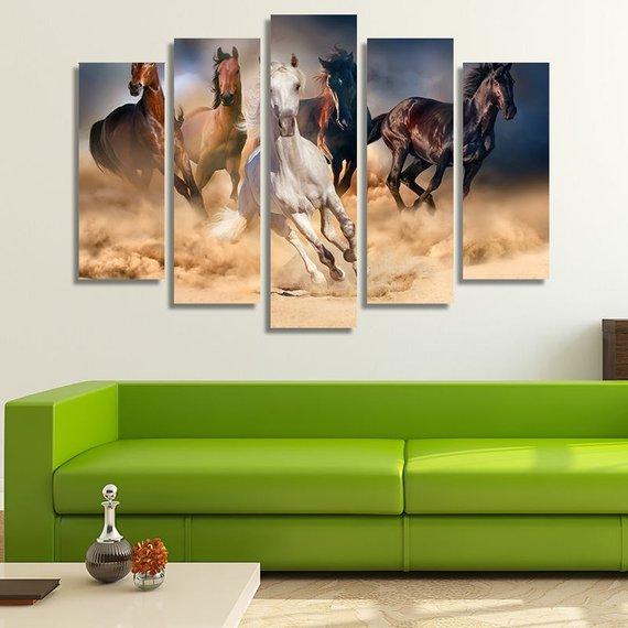 Horse Herd Running In The Desert 01 – Animal Canvas Wall Art