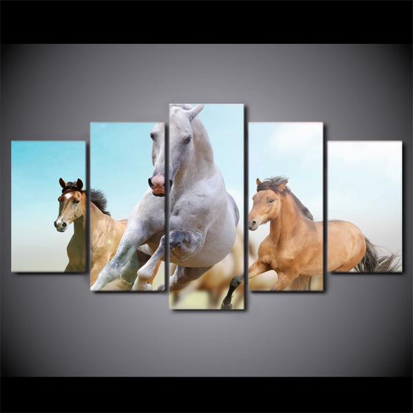 Horse Horses Running Galloping Modern – Animal Canvas Wall Art