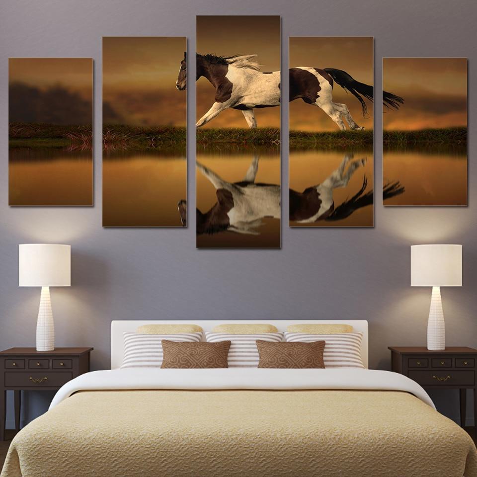Horse Lake – Animal Canvas Wall Art