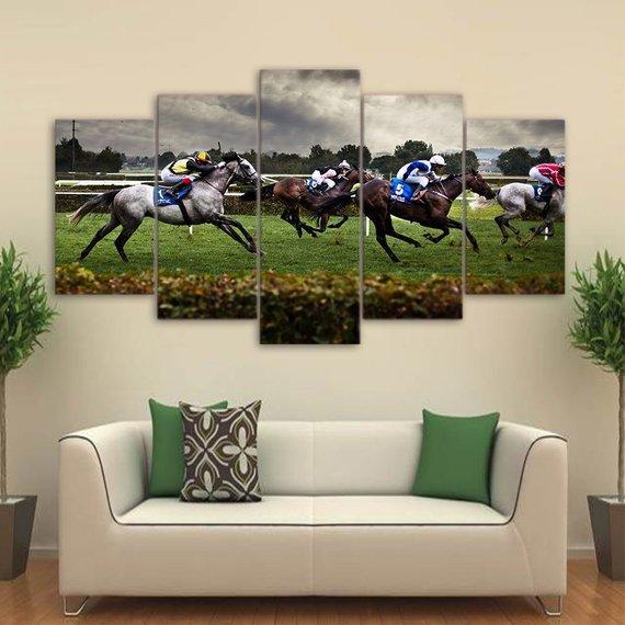 Horse Racing Home Decor, Horses Race Sport Canvas Wall Art