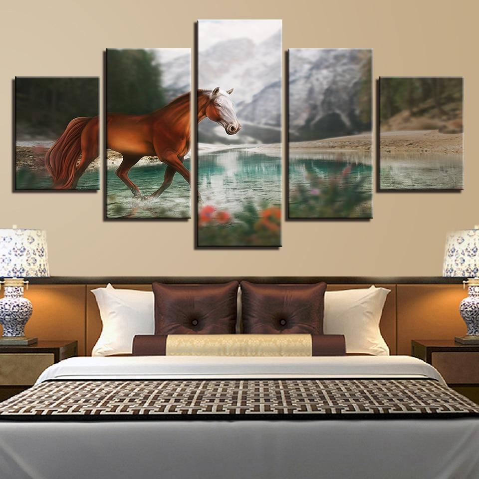 Horse River 01 – Animal Canvas Wall Art