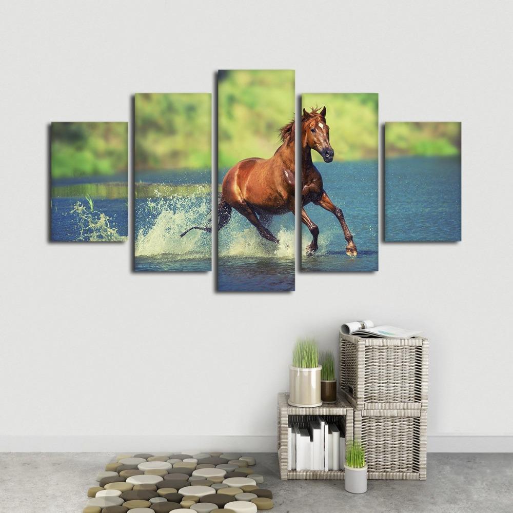 Horse River – Animal Canvas Wall Art