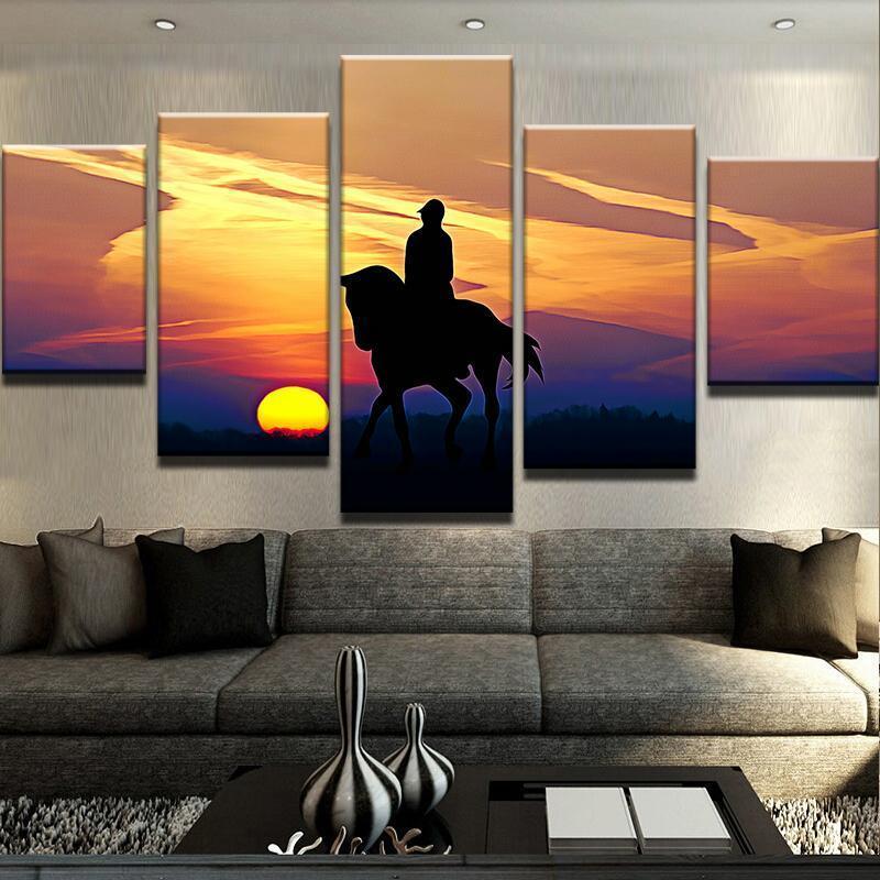 Horse Sunset – Animal Canvas Wall Art