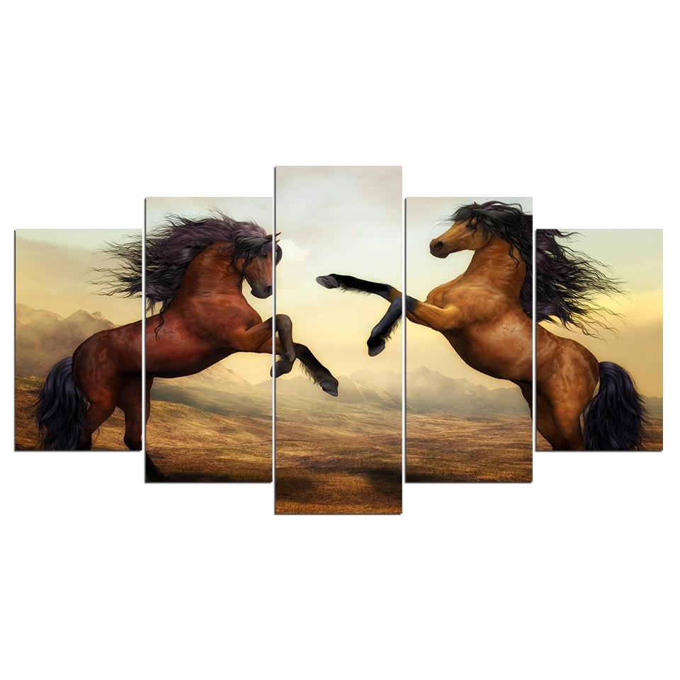 Horse Wasteland Two Leaping – Animal Canvas Wall Art