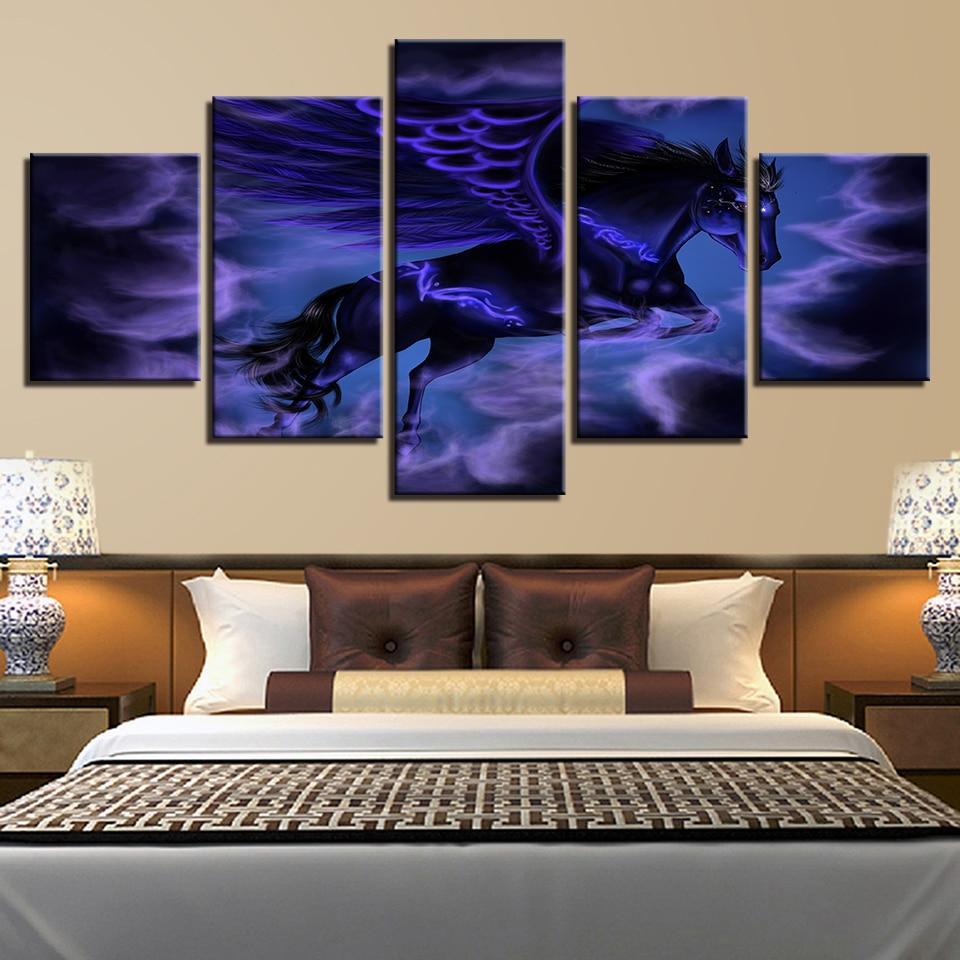 Horse With Purple Wings – Animal Canvas Wall Art