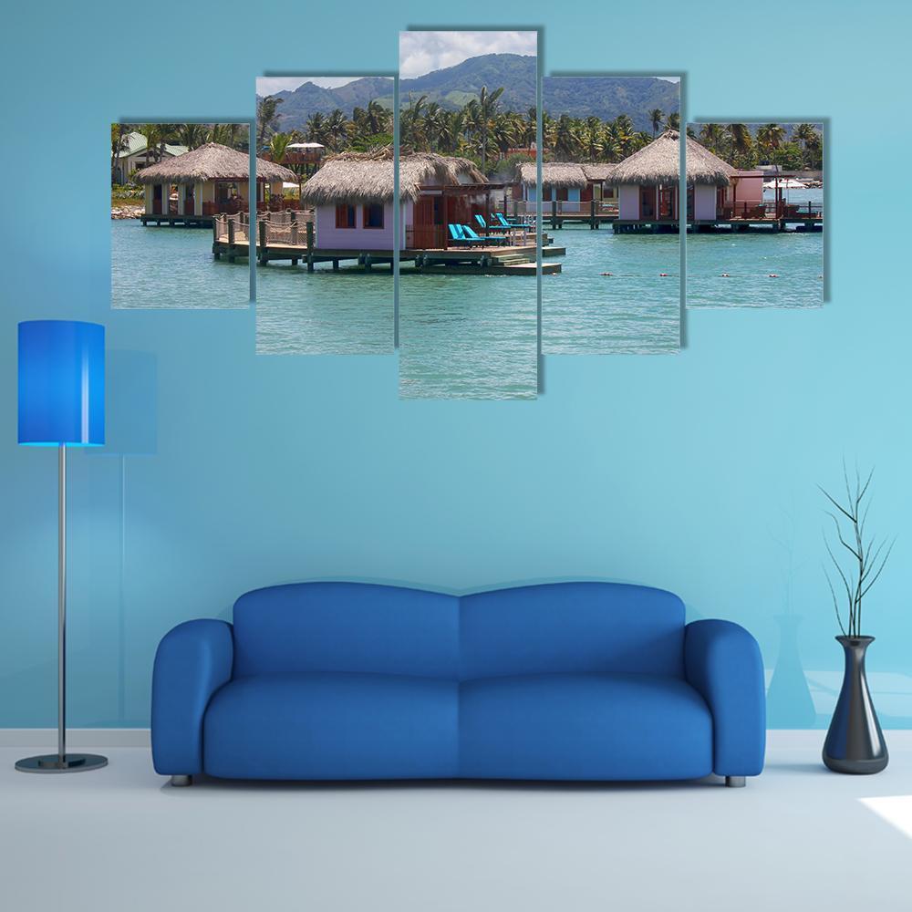 Houses In Water In Amber Cove – Nature Canvas Wall Art