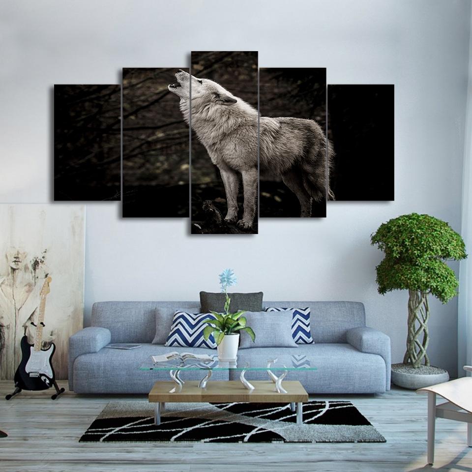 Howling White Wolf – Animal Canvas Wall Art
