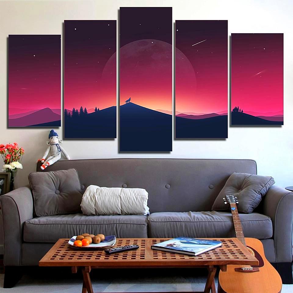 Howling Wolf Carving – Space Universe Canvas Wall Art