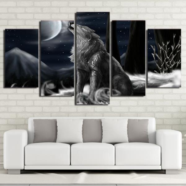 Howling Wolf Moon Night 1 – Animal Canvas Wall Art