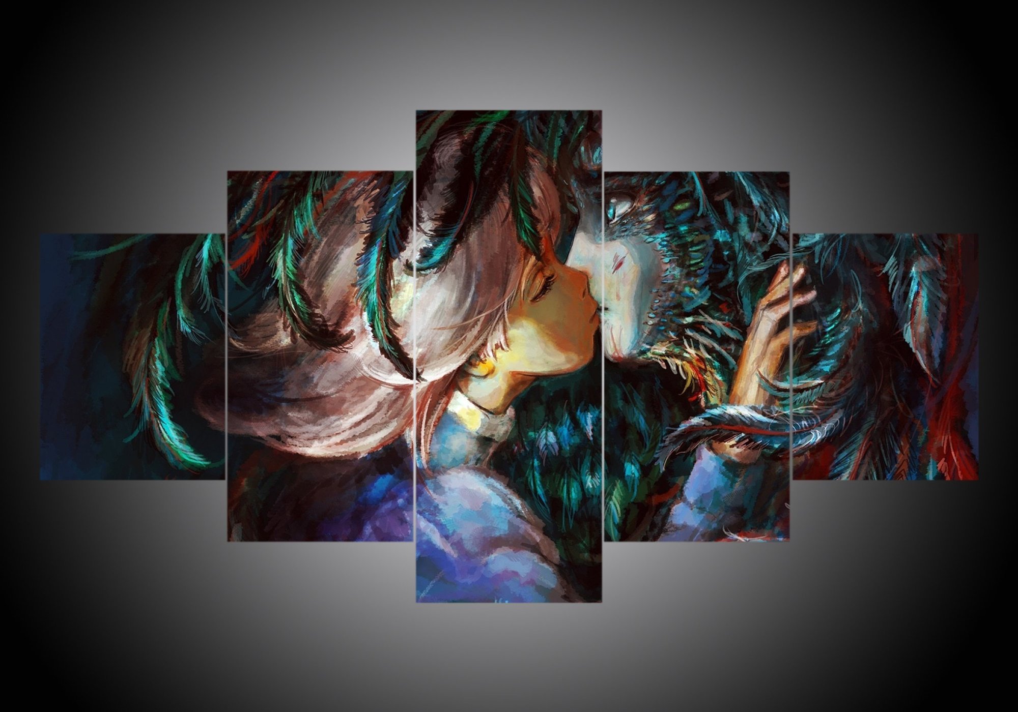 Howl’s Moving Castle Kiss Scene Anime Canvas Wall Art