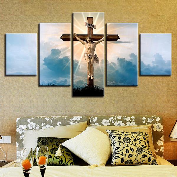 Hristian Religion Jesus God Cross Landscape – Religion Canvas Wall Art