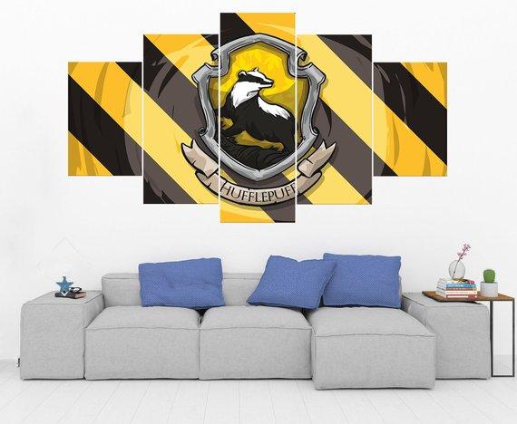 Hufflepuff Crest Harry Potter – Movie Canvas Wall Art