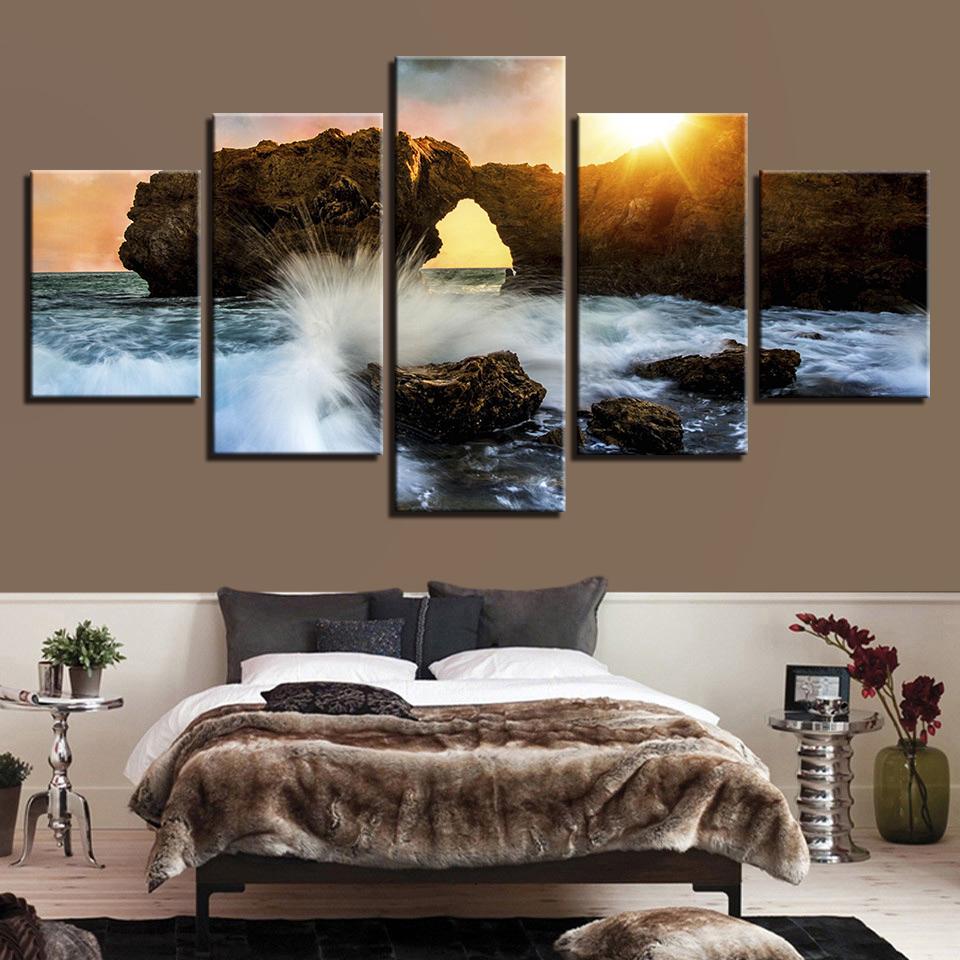Huge Sea Wave Sunset Reef – Space Canvas Wall Art