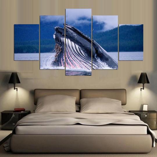 Humpback Whale Surface Feeding – Animal Canvas Wall Art