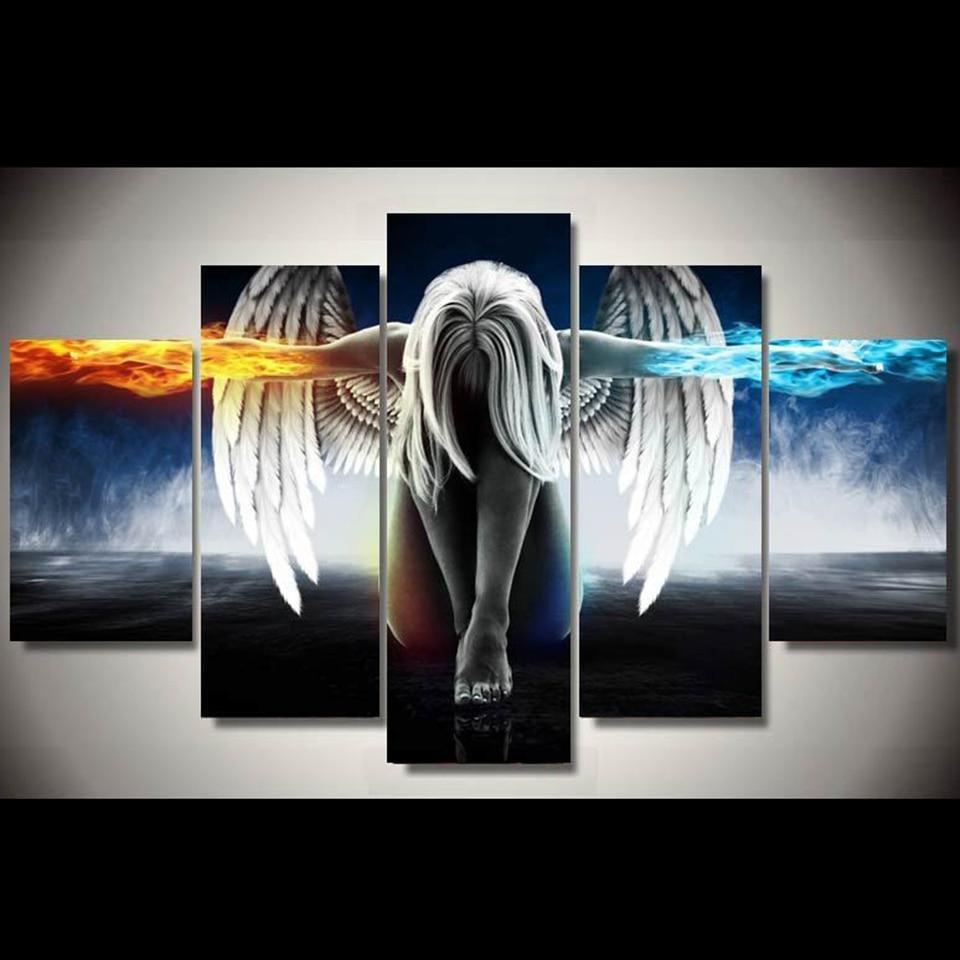 Ice And Fire Angel And Devil Girl 1 – Abstract Canvas Wall Art