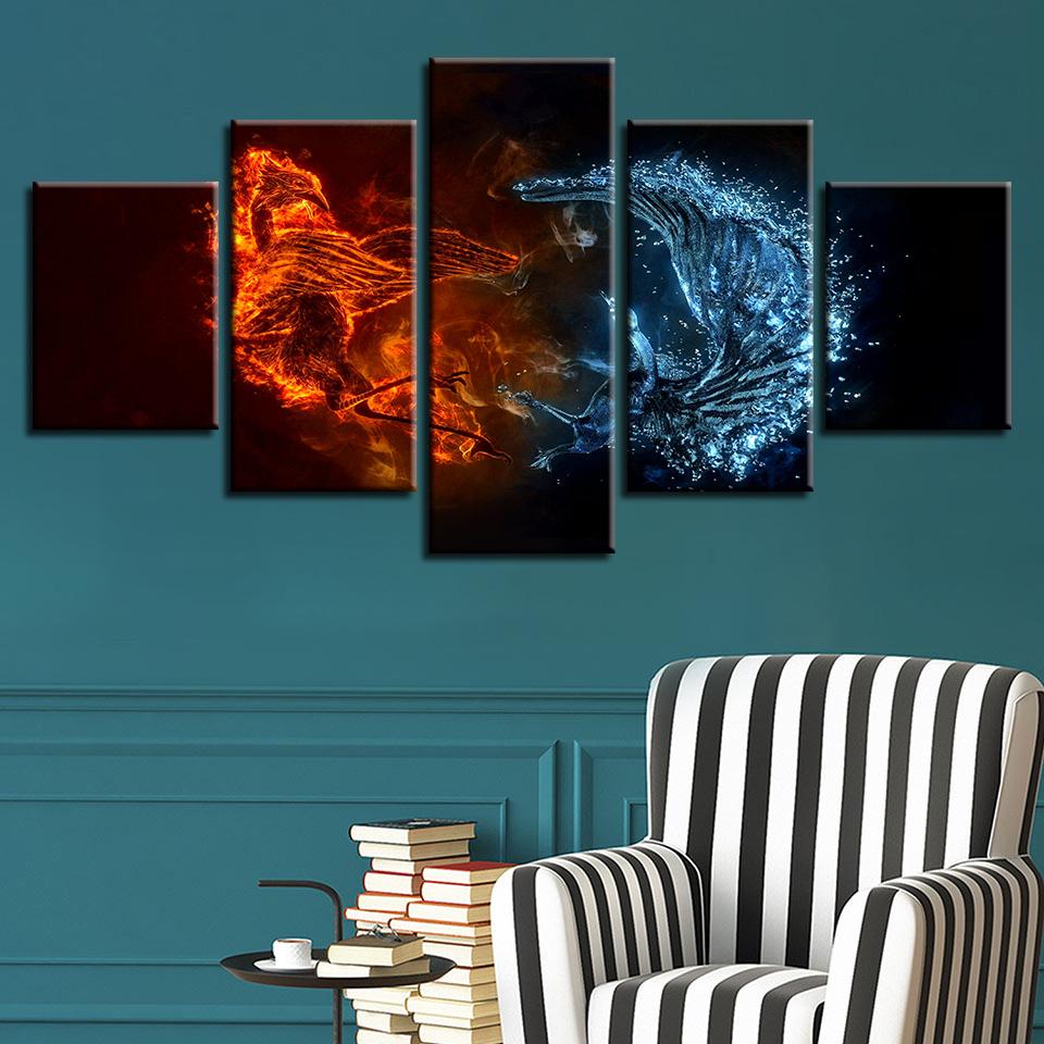 Ice And Fire Bird 1 – Abstract Canvas Wall Art