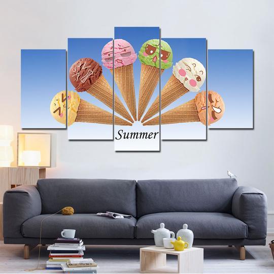 Ice Cream Cone Emojis Emoticons – Abstract Canvas Wall Art