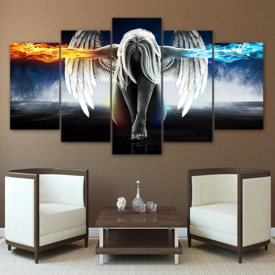 Ice &Amp; Fire Angel Fantasy – Abstract Canvas Wall Art