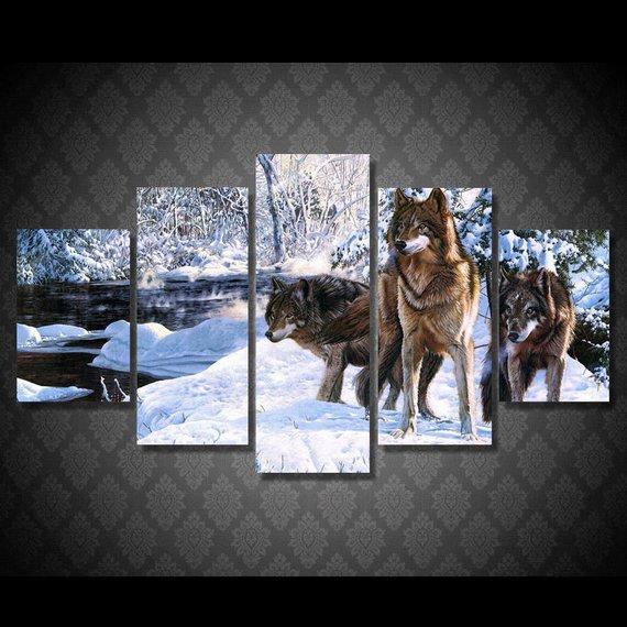 Ice Forest Wolves Wild – Animal Canvas Wall Art
