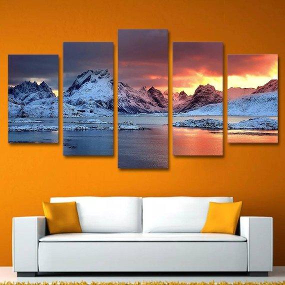 Iceland Mountain Sunset – Nature Canvas Wall Art