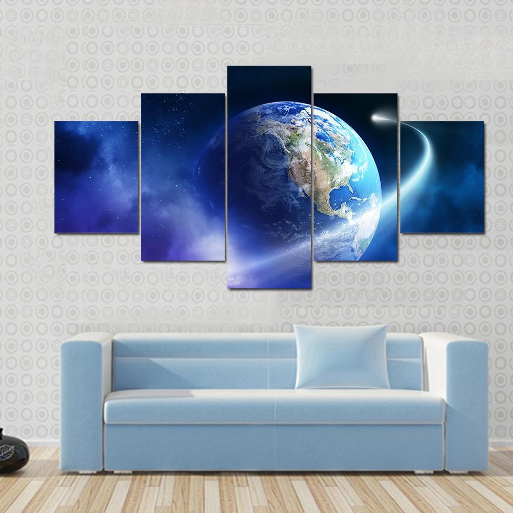Icy Asteroid Moving Towards Earth – Space Canvas Wall Art