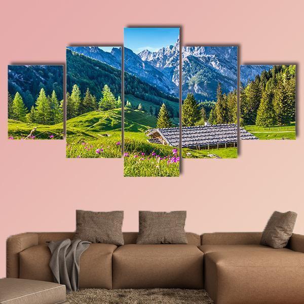 Idyllic Landscape In The Alps In Sunset – Nature Canvas Wall Art