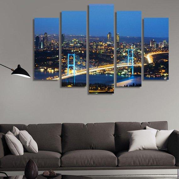 Ight View Of Bosphorus Bridge – Nature Canvas Wall Art