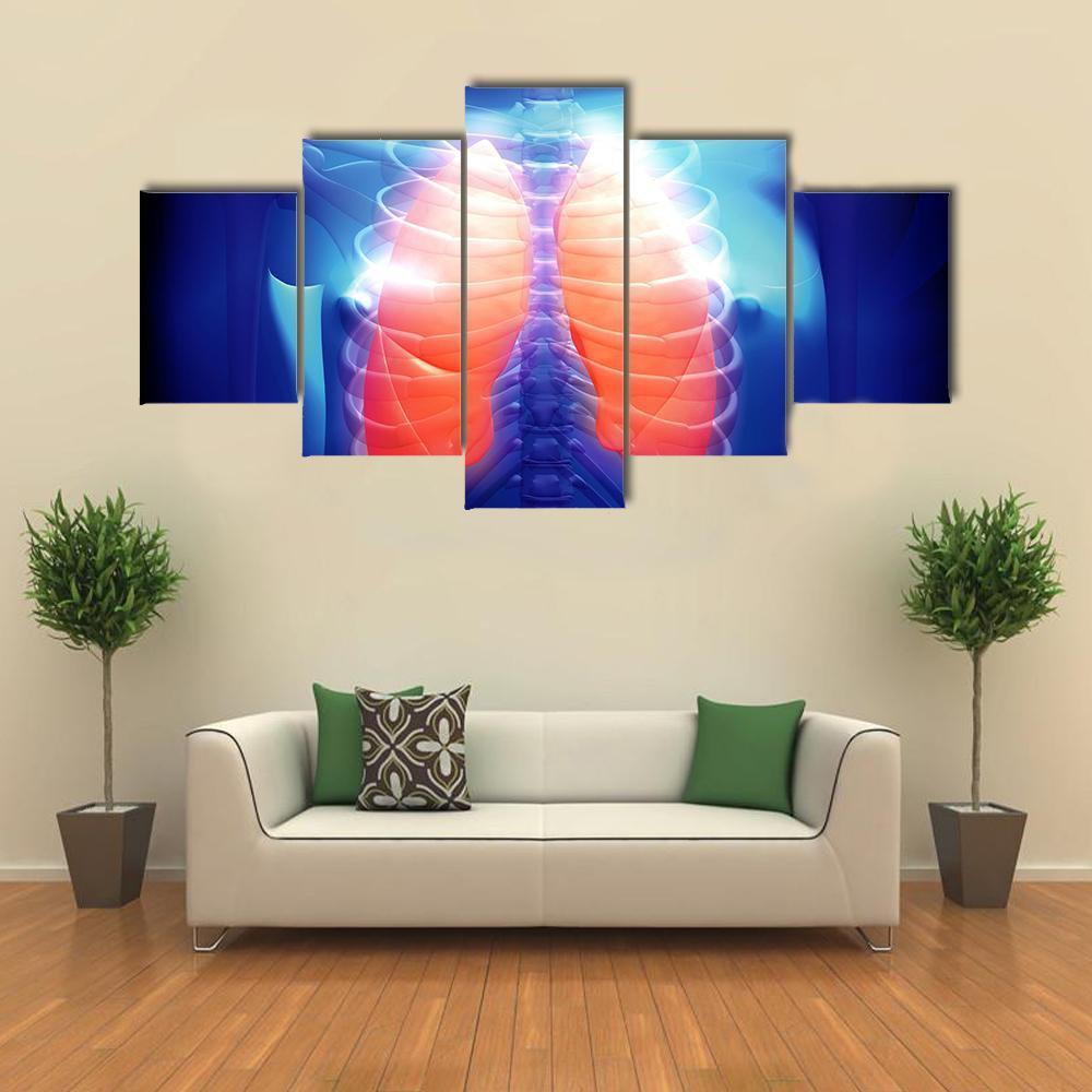 Illustration Of Human Body And Lungs – Abstract Canvas Wall Art