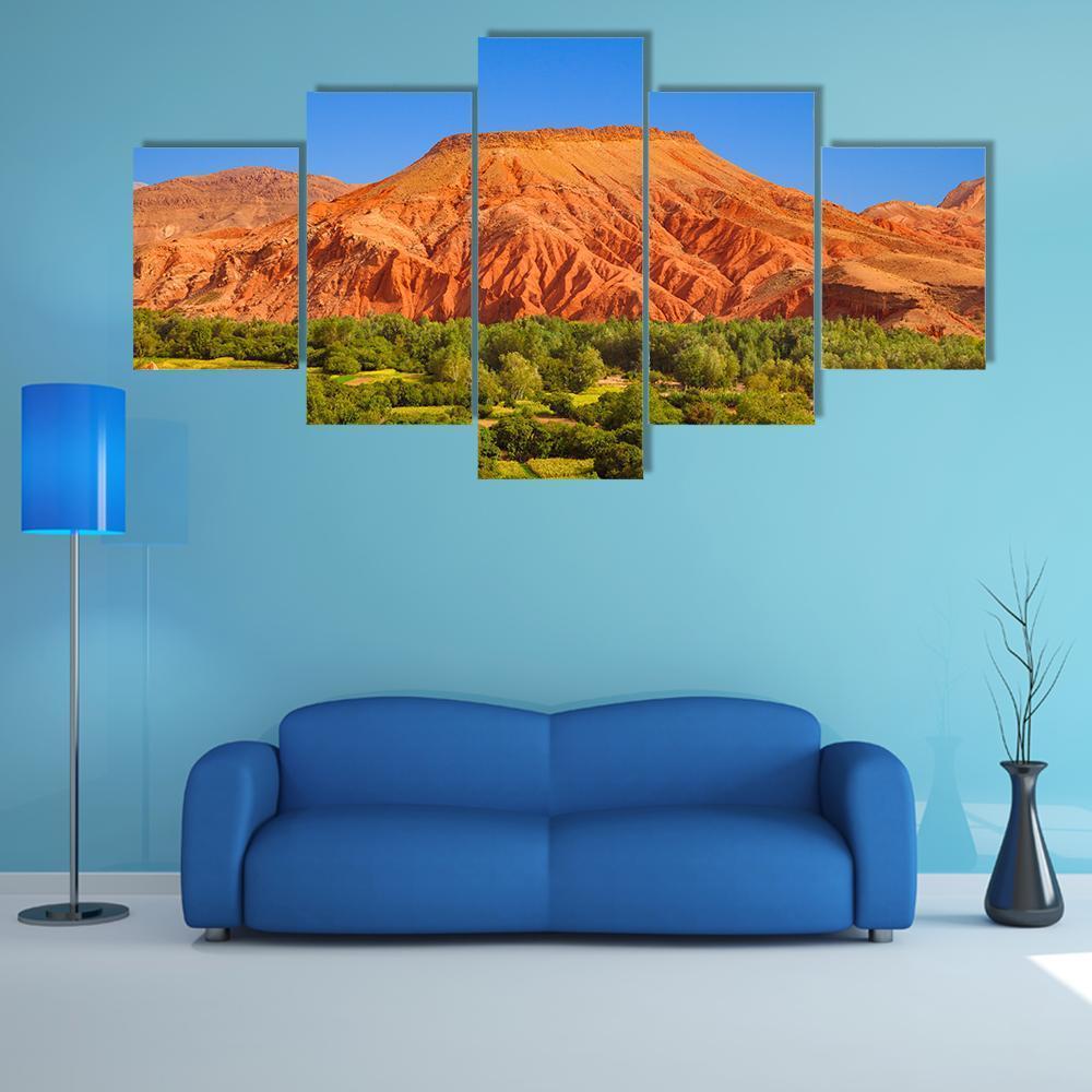 Impressive Red Hill Over An Oasis In Dades Valley 1 – Nature Canvas Wall Art