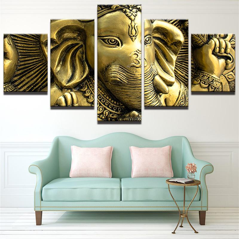 India Elephant Head God Ganesh – Religion Canvas Wall Art