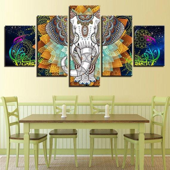 India Elephant Mandala Elephant – Abstract Animal Canvas Wall Art
