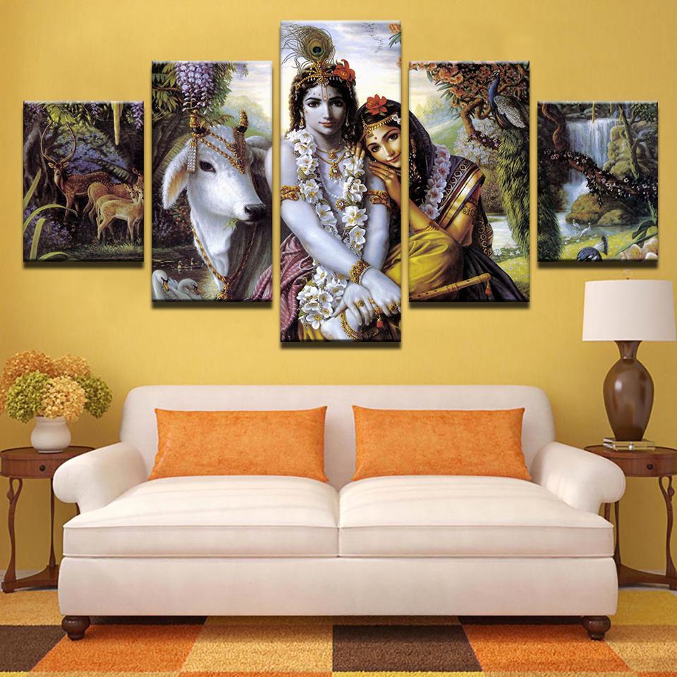 India Myth Krishna Vishnu Animal 1 – Religion Canvas Wall Art