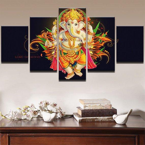 India Tibetan Lord Ganesha God Hindu – Religion Canvas Wall Art