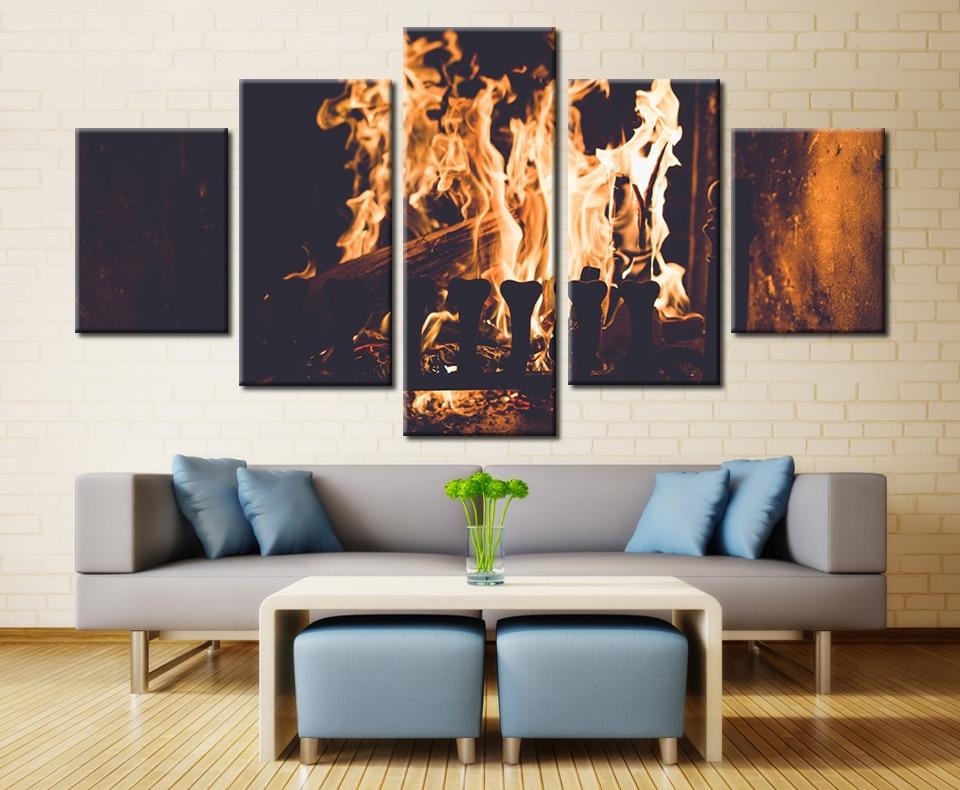 Indoor Electric Fireplaces Wood Burning Stoves Abstract Canvas Wall Art