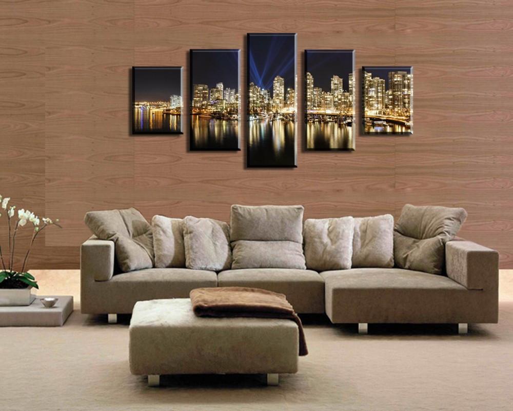 Industrial Center Western Canada Night Landscape – Nature Canvas Wall Art