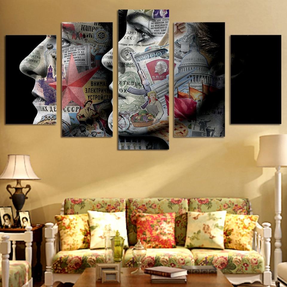 Infomation Face – Abstract 5 Panel Wall D�Cor Canvas Wall Art
