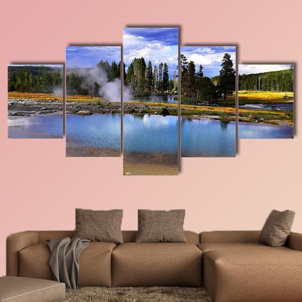Intense Colors Of A Silent Geyser In Yellowstone National Park – Nature Canvas Wall Art