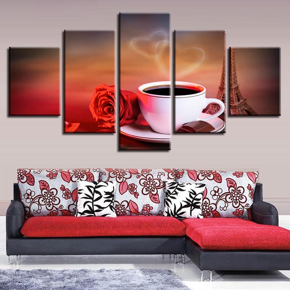 Iron Tower Red Rose Heart Shape Coffee – Nature Canvas Wall Art