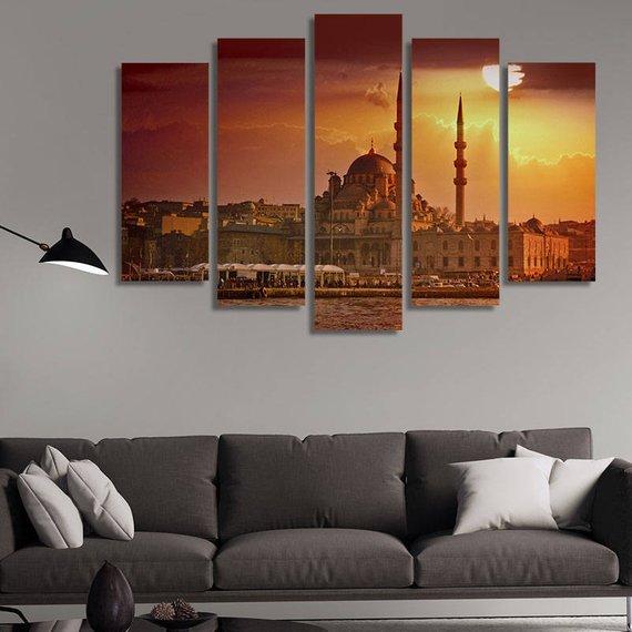 Istanbul Turkey At Warm Sunset – Nature Canvas Wall Art