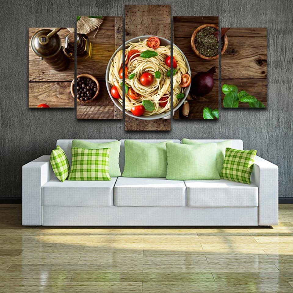 Italian Cuisine Pasta Olive Oil Garlic Kitchen – Kitchen Canvas Wall Art